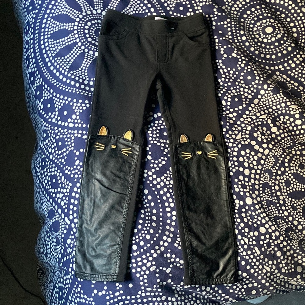 Black girls cat knee leggings